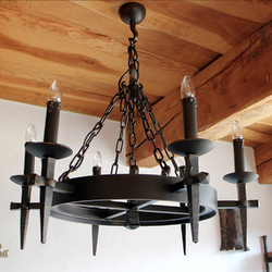 Historical side-wall six-candles lighting ‘ANTIK‘ - a wrought iron indoor chandelier with historical design