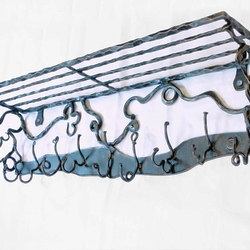 Decorative hand-forged hanger with a shelf crafted for the hall - designer furniture