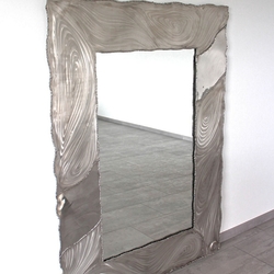 Handmade mirror made of ground stainless steel – design mirror
