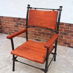Kovaná stolička - exkluzívna pohodlná stolička kov/drevo vhodná pre väčšiu váhovú záťaž