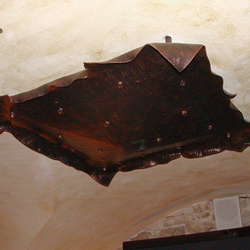 An antique ceiling light