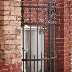 Arched forged gate for a garbage bin