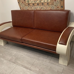Exkluzívna sedačka v industry štýle - kovaná sedačka s hovädzou kožou - dizajnový nábytok