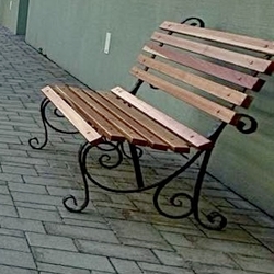 Wrought iron garden bench with wood - forged outdoor furniture