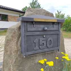 Forged mailbox with house number made for a family house
