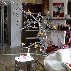 A stainless candleholder - Tree and a luxury light 