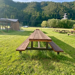 Garden table with benches in vintage style Garden table with benches in vintage style