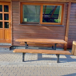 Outdoor seating arranged by the cabins for the summer comfort of guests Outdoor seating arranged by the cabins for the summer comfort of guests